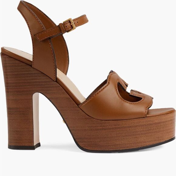 Gucci Interlocking G Cutout Platform Sandal 38.5/8 - Picture 6 of 16